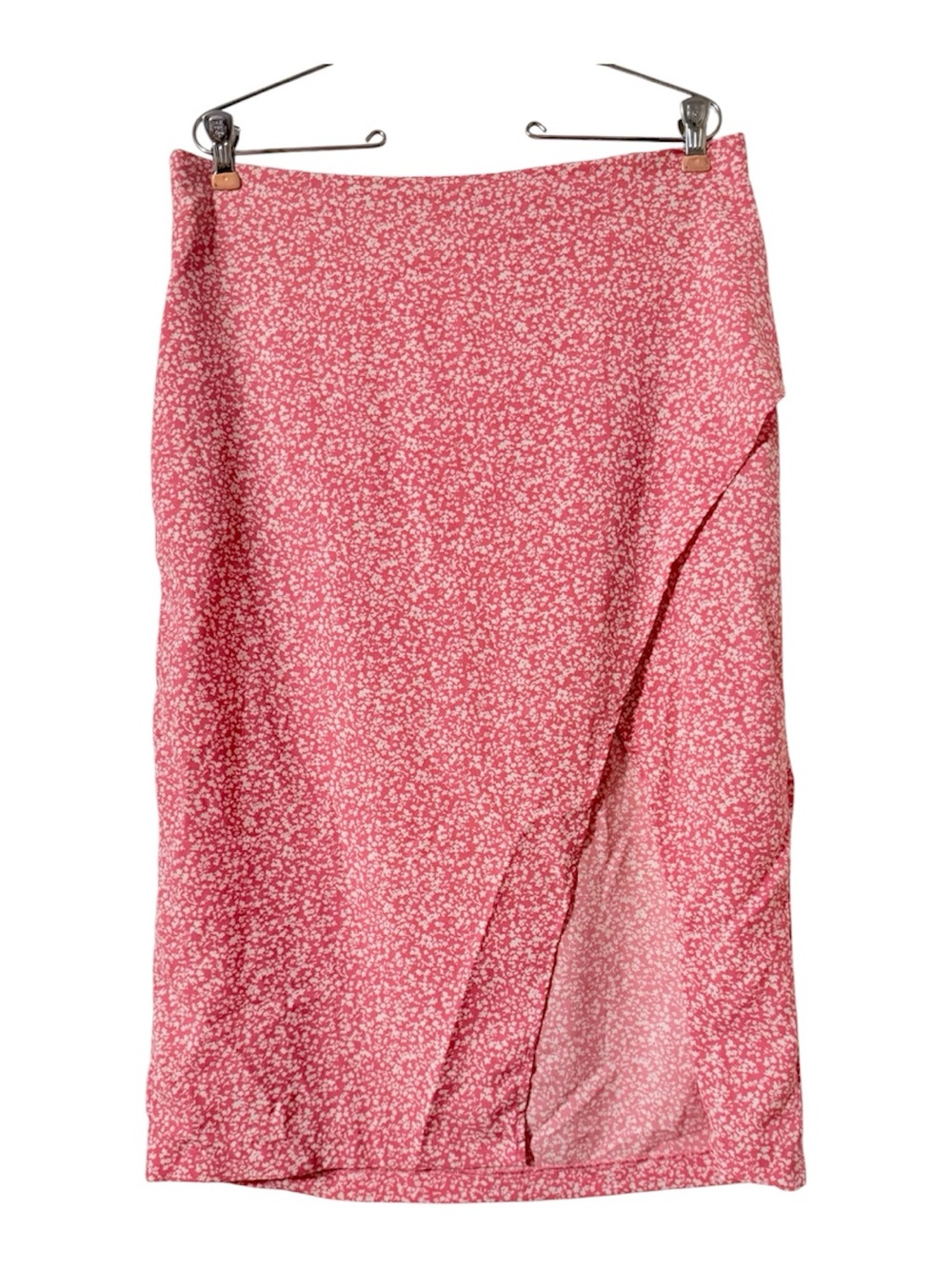 Abercrombie & Fitch Pink Floral Midi Skirt Large Petite Front Slit Coquette Y2K